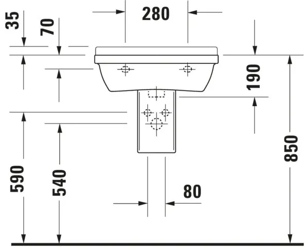 Wandwaschtisch „Starck 3“, mit Überlauf, Hahnlochposition mittig Wandwaschtisch „Starck 3“, mit Überlauf, Hahnlochposition mittig
