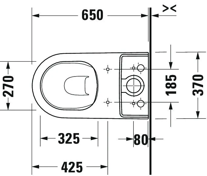 SWC Kombi D-Neo 650mmm, Weiß rimless, fürSPK, TS, Abgang Vario, HYG