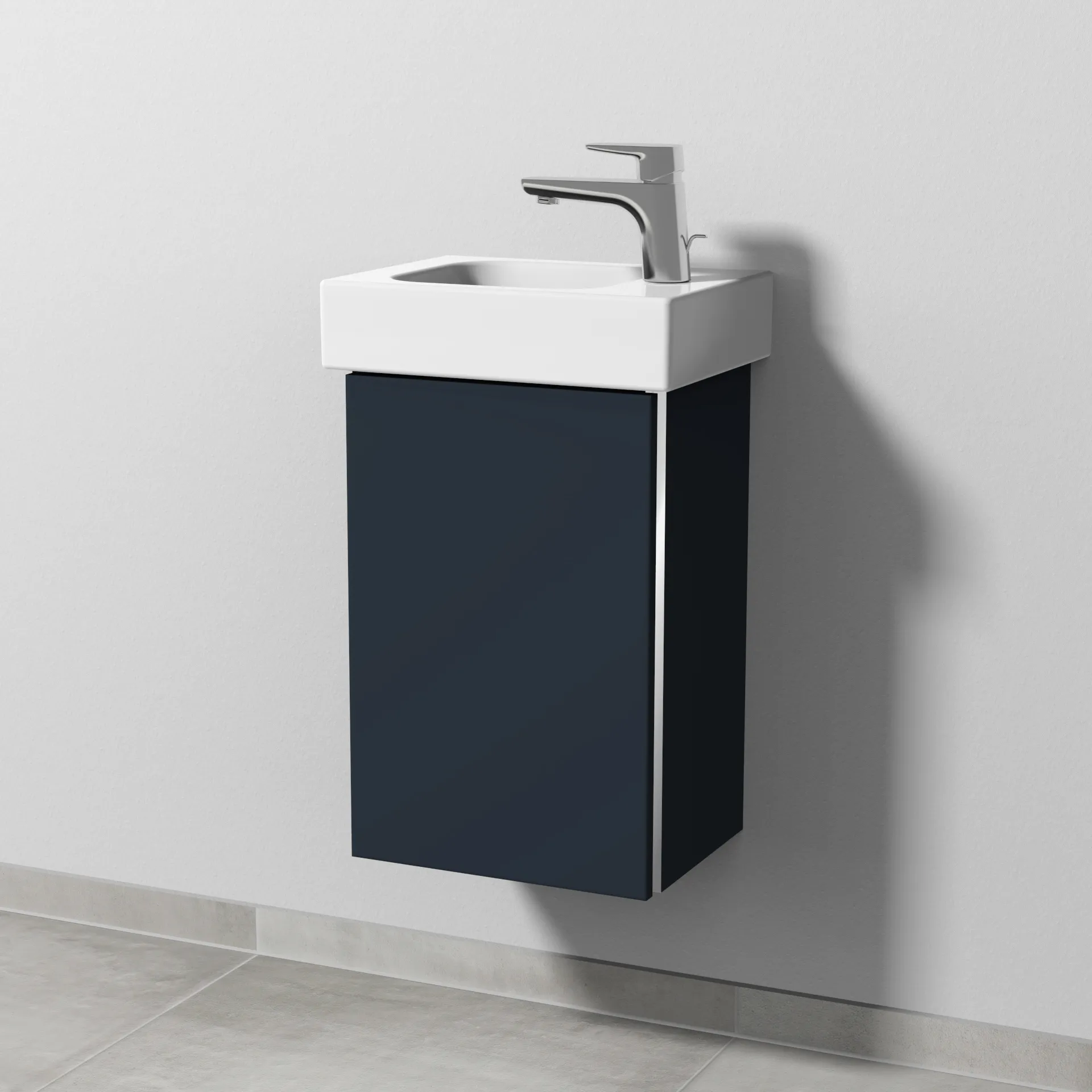 Sanipa Waschtischunterschrank „3way“ passend zu Keramik-Waschtische iCon von Geberit 335 × 523 × 267 mm in Marine (matt), Anschlag links