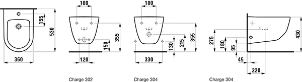 Wandbidet PRO 530x360 1 Hahnloch ohne seitliches Loch für Wasseranschluss weiß