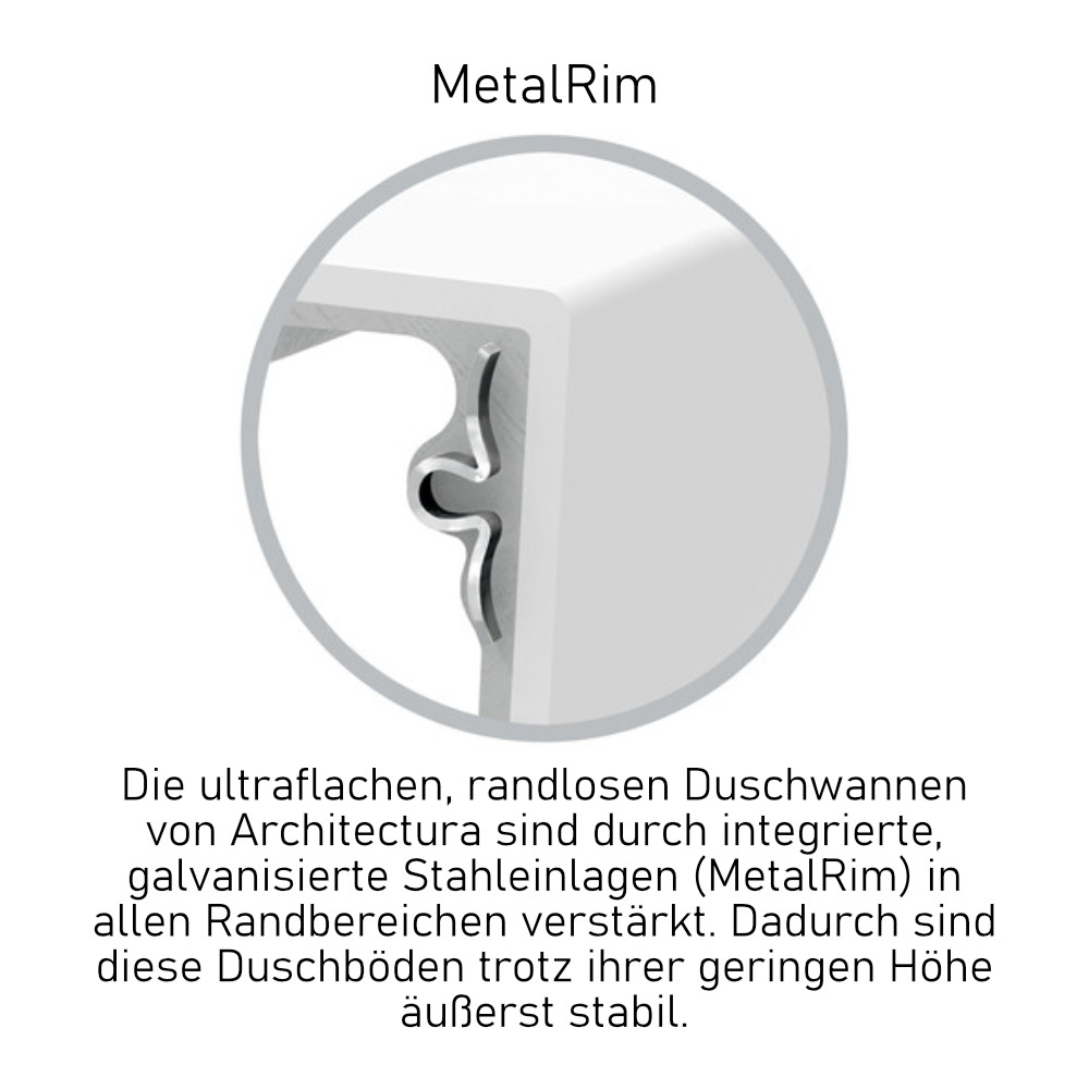 Design in Bad Set-Duschwanne-Träger-Ablauf „Architectura MetalRim“