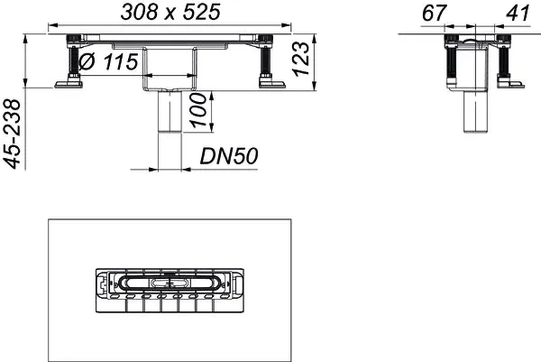 Ablaufgehäuse DallFlex 2.0 senkrecht, DN 50