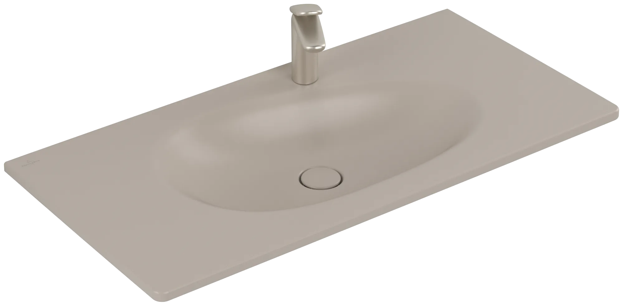 Villeroy & Boch Wandwaschtisch „Antao“ 1000 × 500 × 150 mm, für Becken mittig in Almond Becken: mittig / Farbe: Almond / Größe: 100 × 50 cm / Hahnlochbohrung: mit 1×1 Hahnlochbohrung / Überlauf: ohne Überlauf