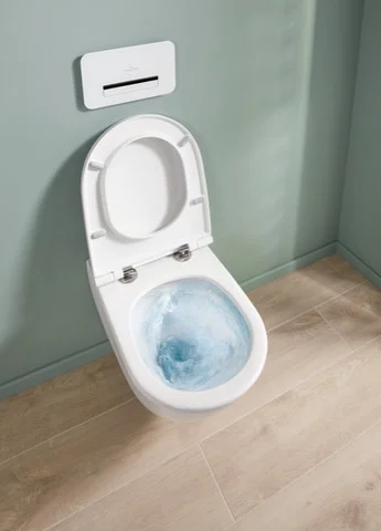Wand-Tiefspül-WC Combi-Pack „Universo Twistflush“ 37 × 36 × 56 × 56 cm in Weiß Alpin, ohne Spülrand, Abgang waagerecht, Soft Closing, Quick Release