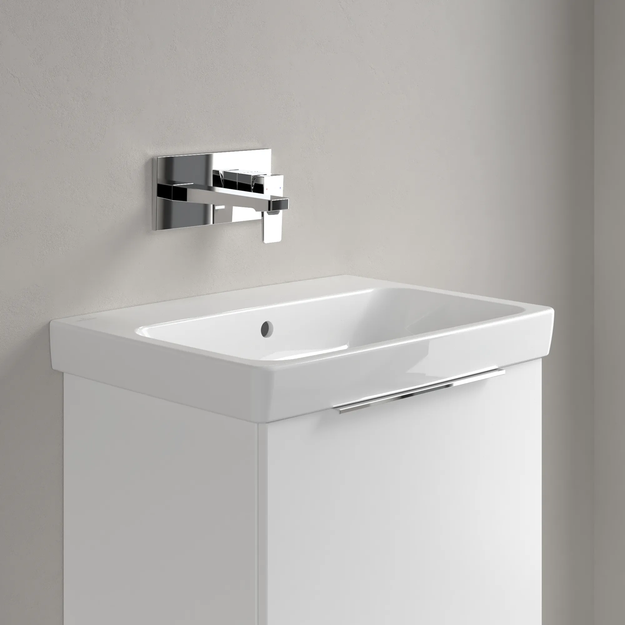 Villeroy & Boch Waschbecken „Architectura“ 600 × 445 × 165 mm, ohne Hahnlochbohrung, für Becken mittig in Weiß Alpin Villeroy & Boch Waschbecken „Architectura“ 600 × 445 × 165 mm, ohne Hahnlochbohrung, für Becken mittig in Weiß Alpin