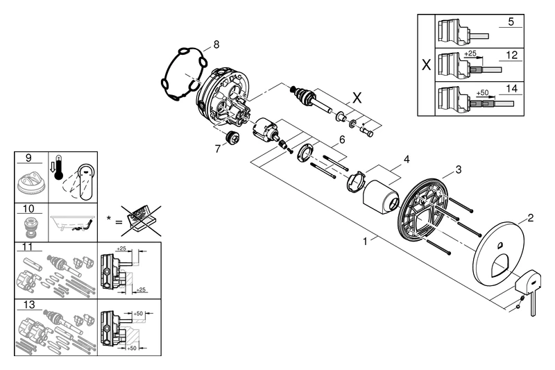 Grohe Plus Einhand-Wannenbatterie Fertigmontageset für Rapido SmartBox Grohe Plus Einhand-Wannenbatterie Fertigmontageset für Rapido SmartBox