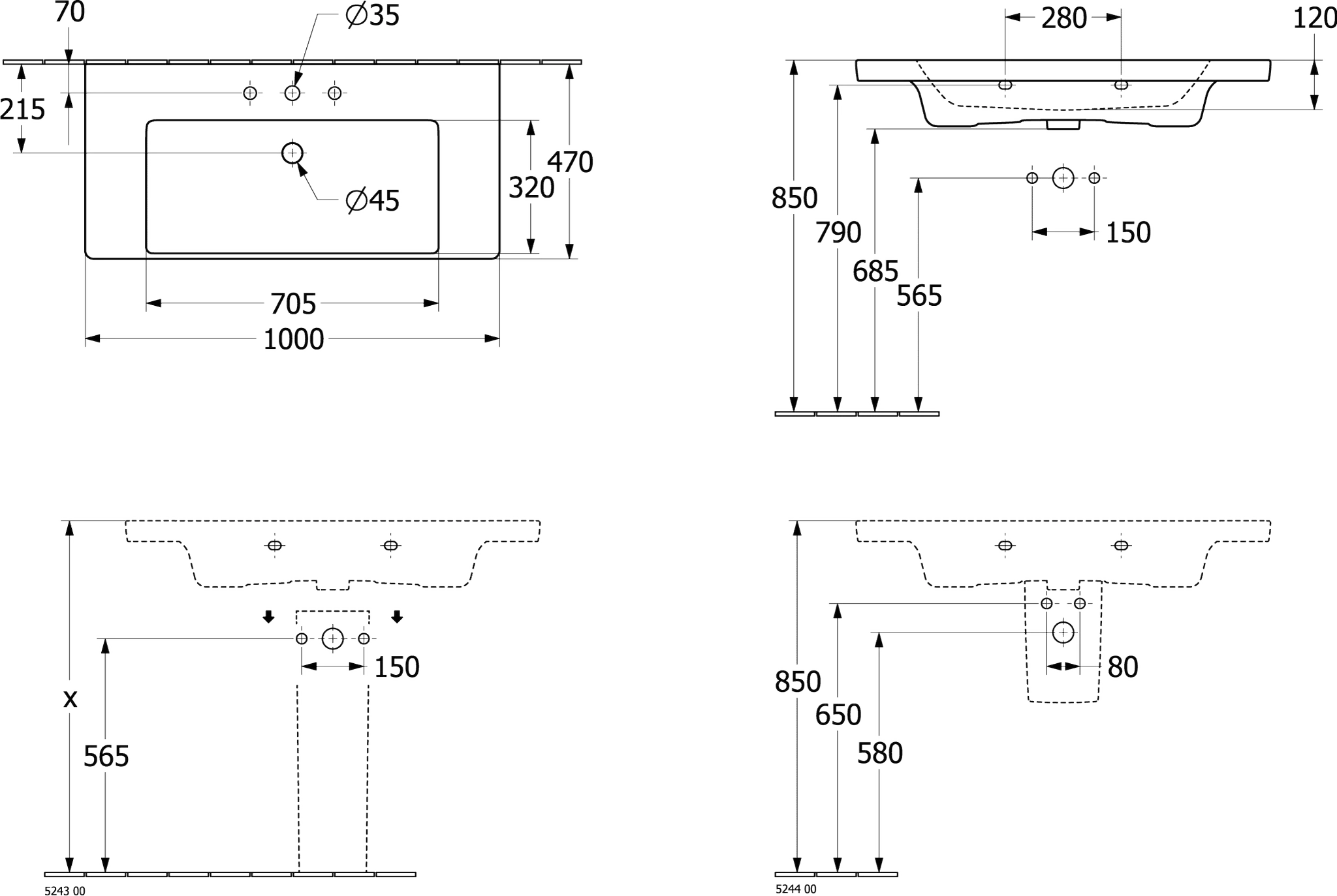 Villeroy & Boch Subway 2.0 Ablaufhaube Pergamon CeramicPlus 315x200x290mm