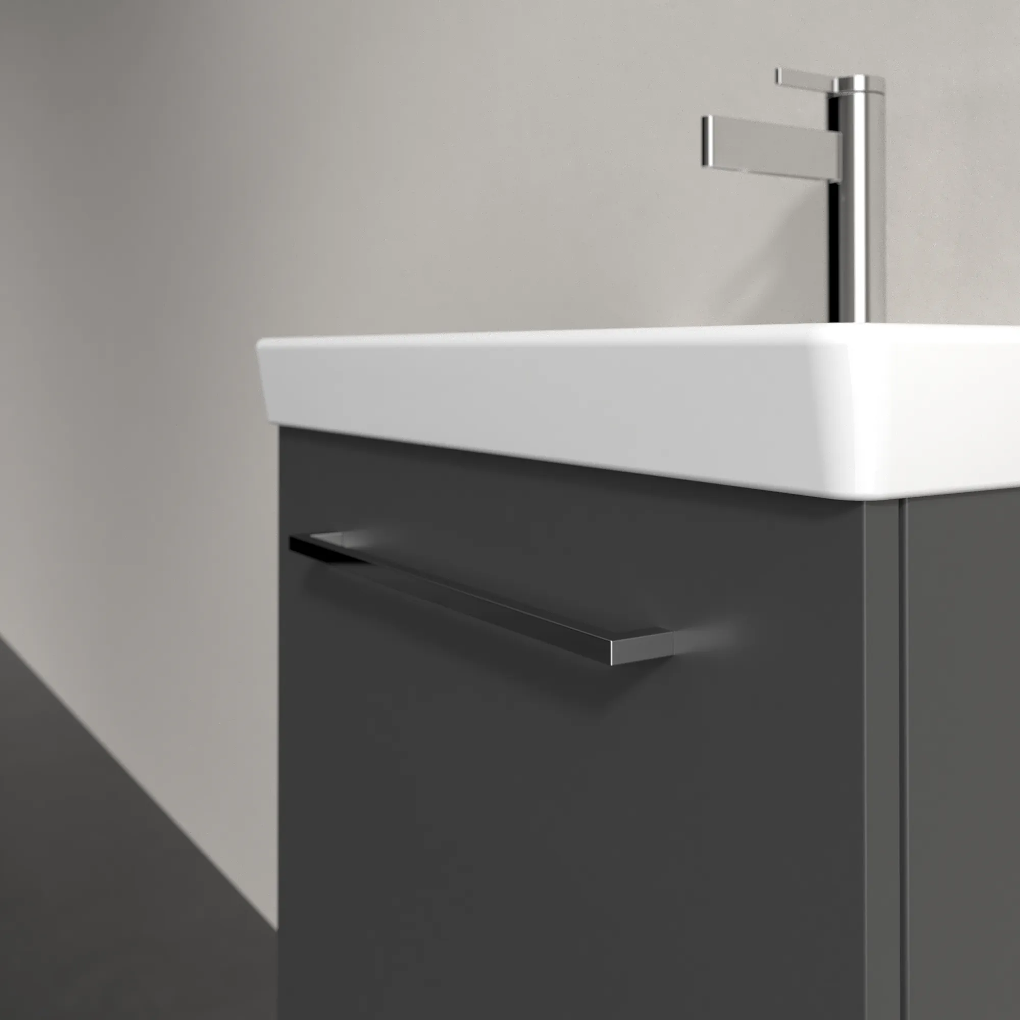 Villeroy & Boch Waschtischunterschrank mit Tür „Avento“ für Schrankwaschtisch 530 × 514 × 352 mm Graphite, Anschlag rechts, Soft Closing, 1 Tür Villeroy & Boch Waschtischunterschrank mit Tür „Avento“ für Schrankwaschtisch 530 × 514 × 352 mm Graphite, Anschlag rechts, Soft Closing, 1 Tür