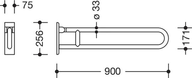 HEWI Stützklappgriff, Serie 805 Classic, Edelstahl, Ausladung 900 mm HEWI Stützklappgriff, Serie 805 Classic, Edelstahl, Ausladung 900 mm