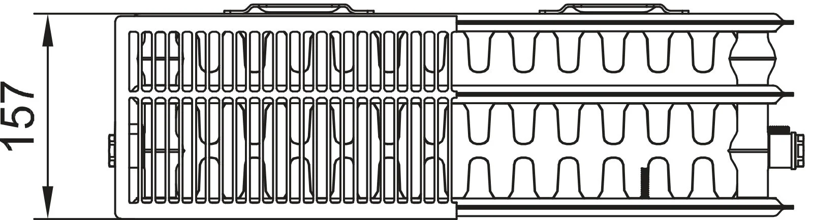 Flachheizkörper therm-x2 Line-K Typ 33, HxLxT: 505x405x157 mm, Farbe: Weiß RAL 9016 seidenglanz, 10 bar, Abdeckung: mit, Wärmeleistung 75/65-20: 777 Watt, Bohrkonsole