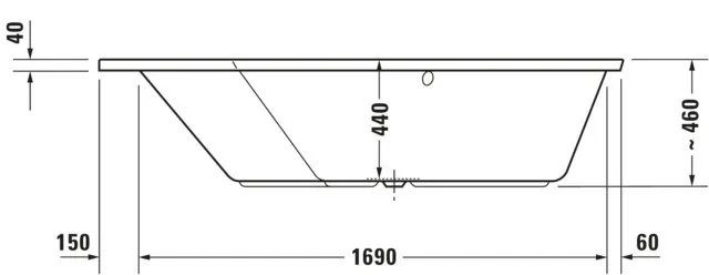 Duravit Badewanne „Paiova 5“ fünfeck 190 × 140 cm, links