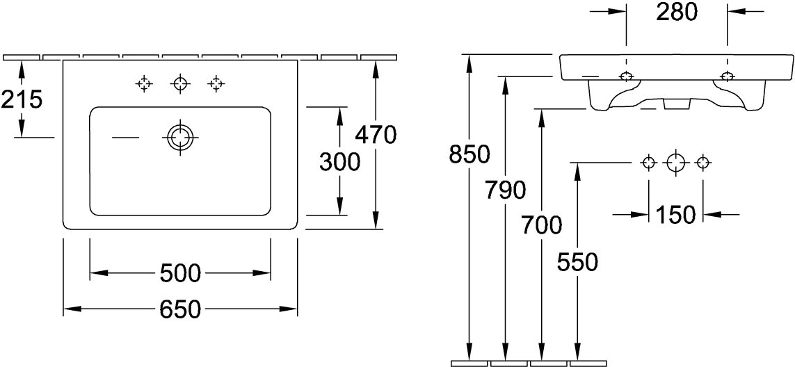 Villeroy & Boch Subway 2.0 Waschbecken, 650x470x180mm, weiß Alpin CeramicPlus, glänzend, mit Überlauf Villeroy & Boch Subway 2.0 Waschbecken, 650x470x180mm, weiß Alpin CeramicPlus, glänzend, mit Überlauf
