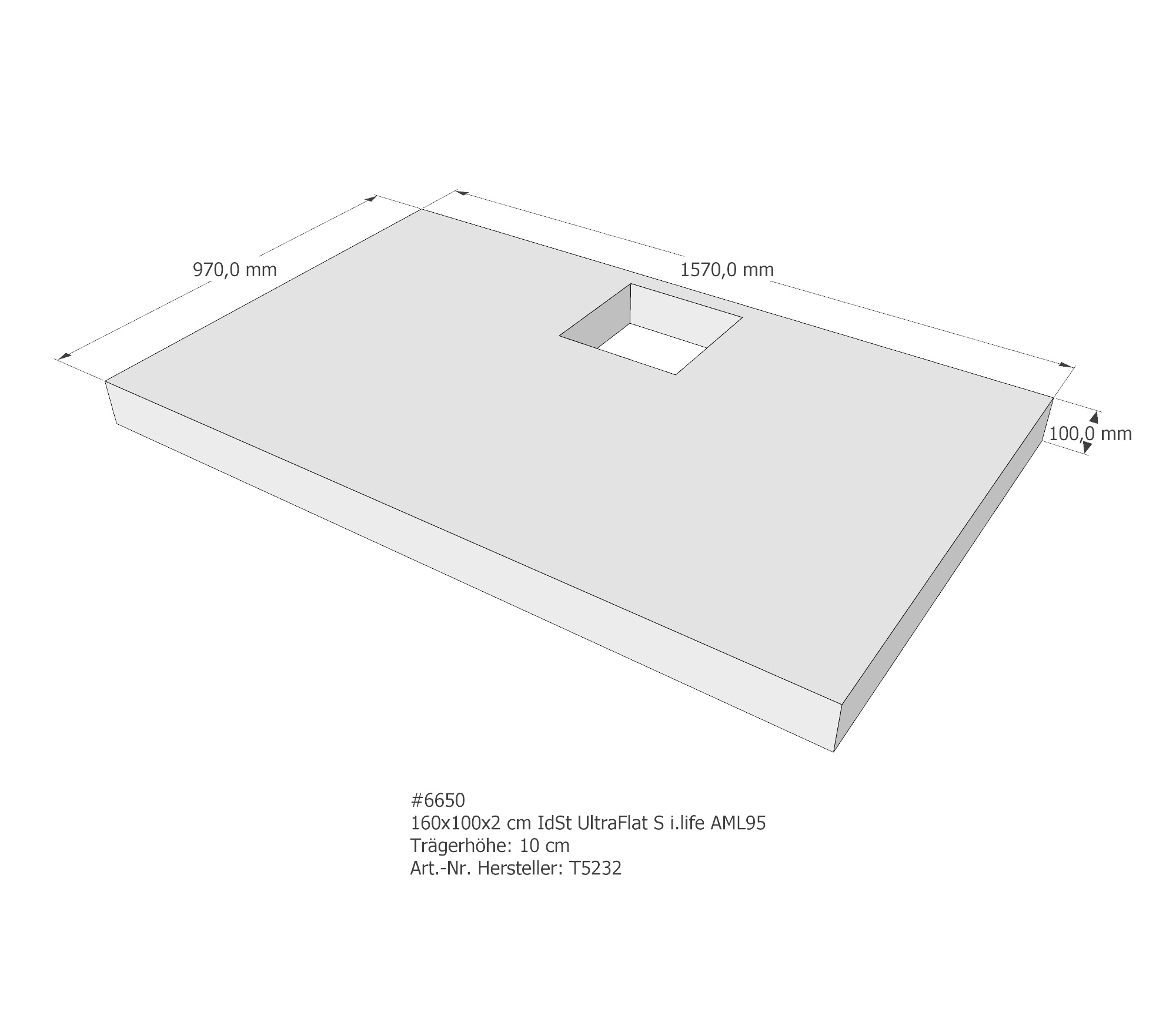 Duschwannenträger Ideal Standard Ultra Flat S i.life 160x100x2 cm AML95