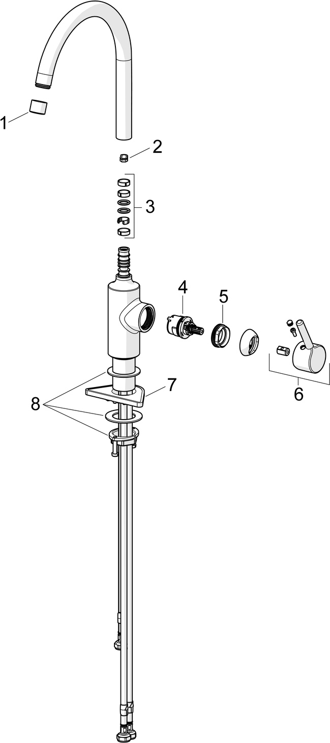 Hansa Einhand-Küchenarmatur Niederdruck „Vantis“ Ausladung 247 mm Hansa Einhand-Küchenarmatur Niederdruck „Vantis“ Ausladung 247 mm