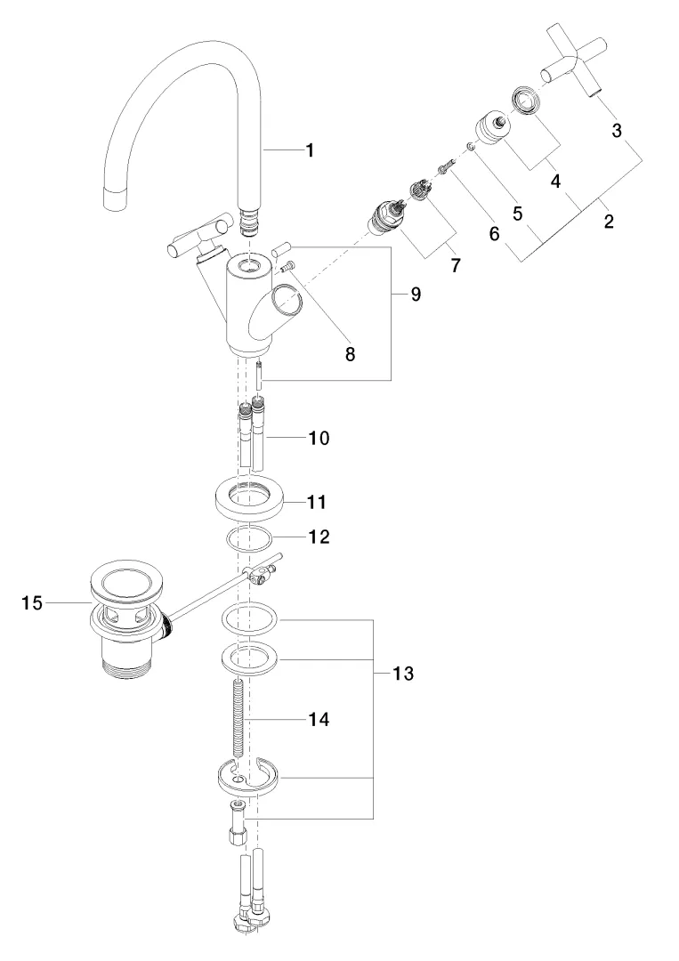 Waschtisch-Einlochbatterie mit Ablaufgarnitur TARA Chrom 22513892