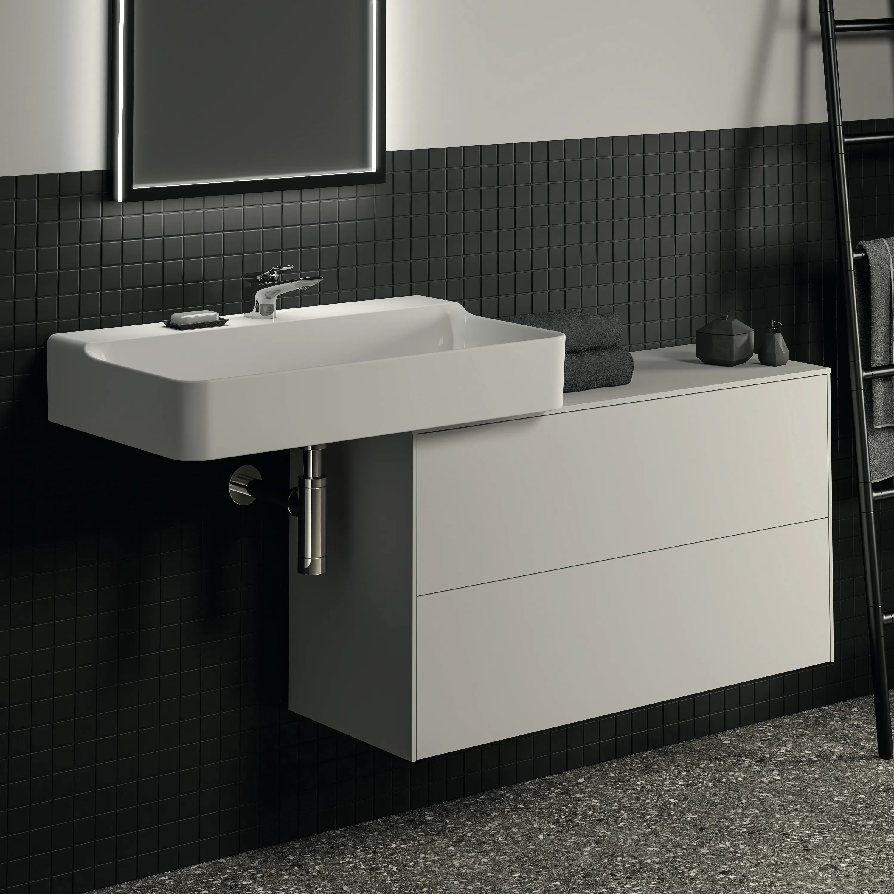 Ideal Standard Waschtischunterschrank „Conca“ 100,2 × 55 × 37,3 cm Weiß matt lackiert Ideal Standard Waschtischunterschrank „Conca“ 100,2 × 55 × 37,3 cm Weiß matt lackiert