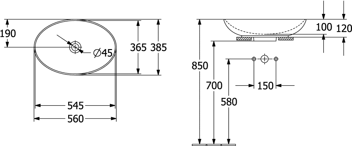 Villeroy & Boch Aufsatzwaschtisch aus TitanCeram „Loop & Friends“ 560 × 380 × 150 mm, ohne Hahnlochbohrung in Almond Villeroy & Boch Aufsatzwaschtisch aus TitanCeram „Loop & Friends“ 560 × 380 × 150 mm, ohne Hahnlochbohrung in Almond