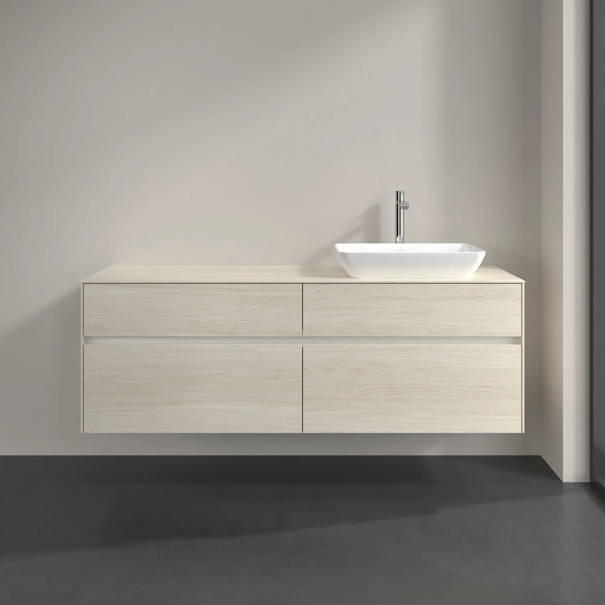 Villeroy & Boch Waschtischunterschrank „Collaro“ 1600 × 548 × 500 mm White Oak, ohne Beleuchtung, für Becken rechts Villeroy & Boch Waschtischunterschrank „Collaro“ 1600 × 548 × 500 mm White Oak, ohne Beleuchtung, für Becken rechts