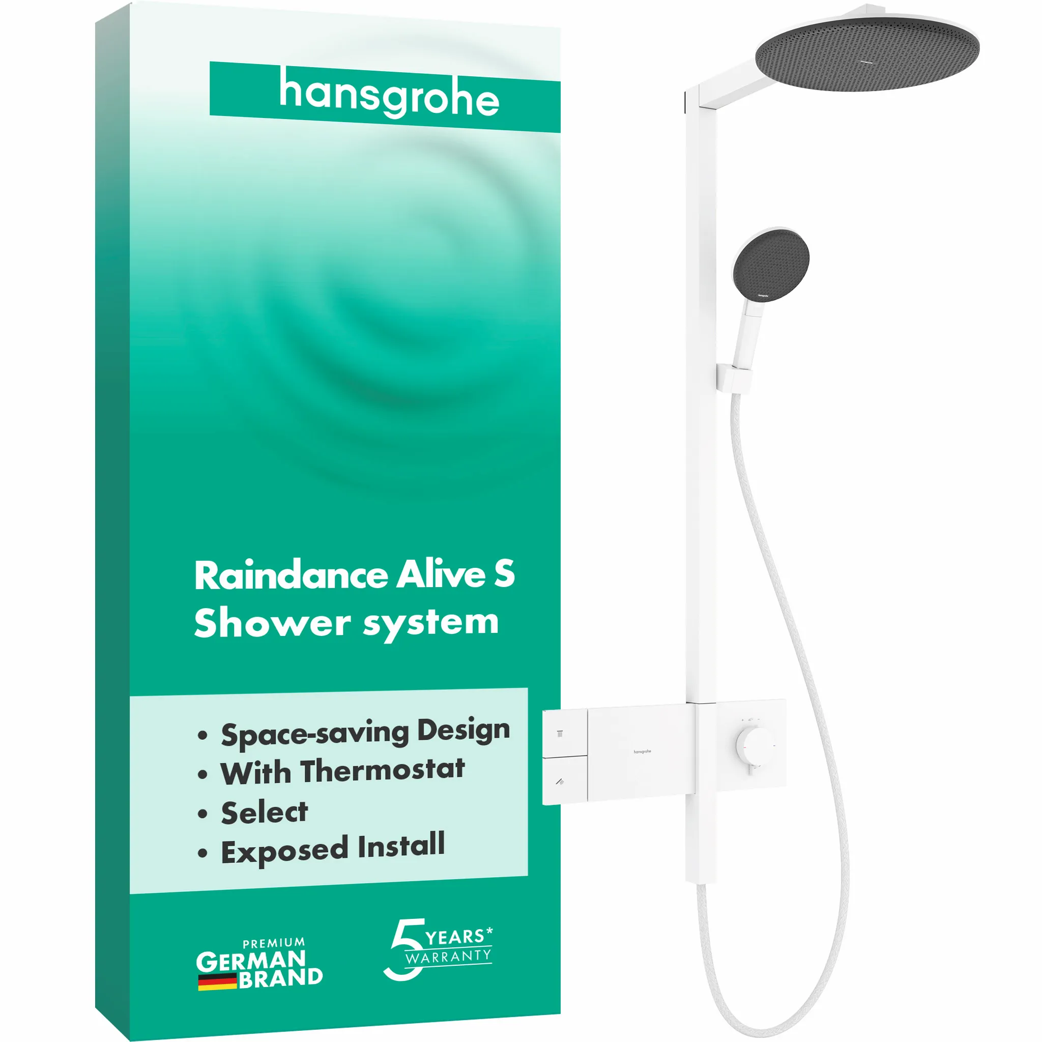 Hansgrohe Raindance Alive S Showerpipe 300 1jet mit ShowerSelect Comfort, Mattweiß Hansgrohe Raindance Alive S Showerpipe 300 1jet mit ShowerSelect Comfort, Mattweiß