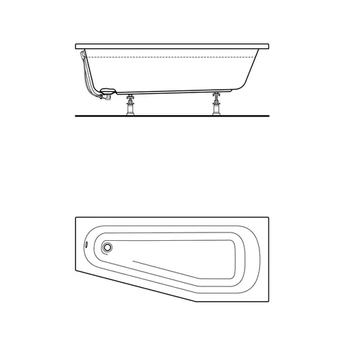 Badundu Badewanne Raumsparwanne rechteck 1600 × 700 mm, Fußablauf Badundu Badewanne Raumsparwanne rechteck 1600 × 700 mm, Fußablauf