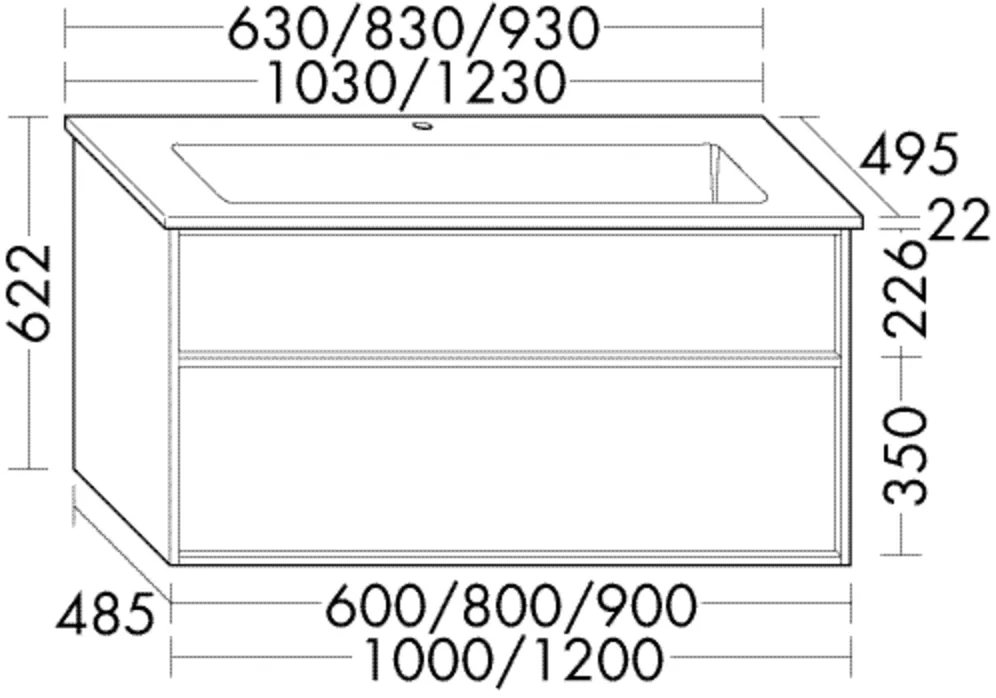 Keramik-Waschtisch Lin20 inkl. Waschtischunterschrank - Uomo Serie von burgbad, 495x930x392 mm, Beckenmaße 680x291 mm Keramik-Waschtisch Lin20 inkl. Waschtischunterschrank - Uomo Serie von burgbad, 495x930x392 mm, Beckenmaße 680x291 mm
