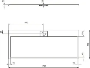 Ideal Standard Rechteck-Brausewanne Ultra Flat S i.life 1700x700x30mm Carraraweiß