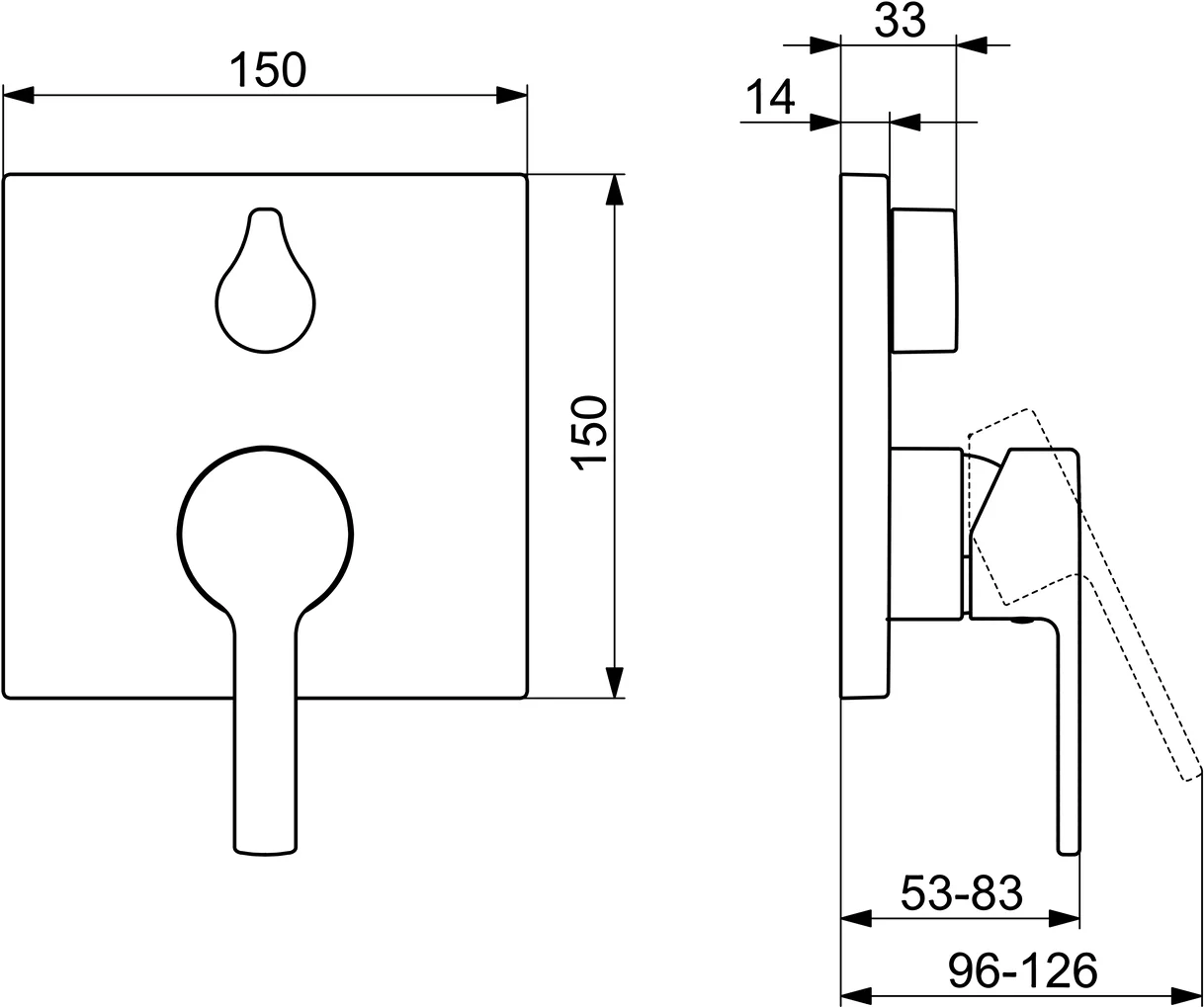 HansaRONDA Wannen- und Brausearmatur, Einhebelmischer Fertigmontageset für Wanne/Brause HansaRONDA 8384 Rosette eckig mit Sicherungseinrichtung Chrom