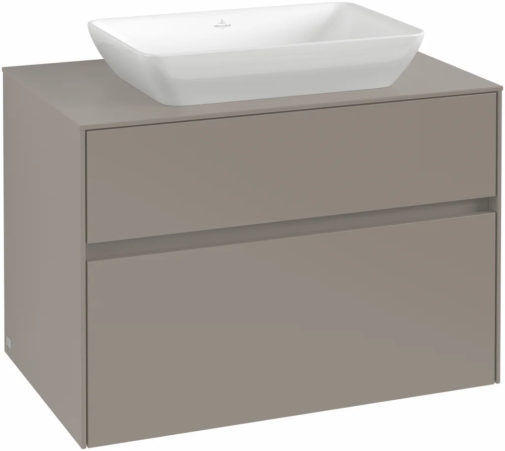 Villeroy & Boch Waschbeckenunterschrank Collaro C108B0, Eckig White Oak, 800x548x500mm, mit Beleuchtung und SoftClosing, 2 Auszüge