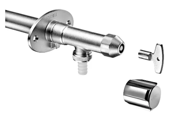 Außenwandarmatur POLAR II, Frostsicher, Rückflussverhinderer RV, DN 15 G 1/2 AG, Schlauchverschraubung Ø 14,5 mm (DN 20 G 3/4 AG), mattchrom Außenwandarmatur POLAR II, Frostsicher, Rückflussverhinderer RV, DN 15 G 1/2 AG, Schlauchverschraubung Ø 14,5 mm (DN 20 G 3/4 AG), mattchrom