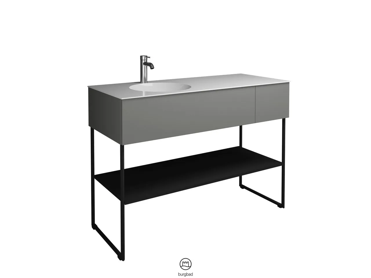 burgbad Coco Mineralguss-Waschtisch inkl. Waschtischunterschrank, Schwarz Seidenglanz burgbad Coco Mineralguss-Waschtisch inkl. Waschtischunterschrank, Schwarz Seidenglanz