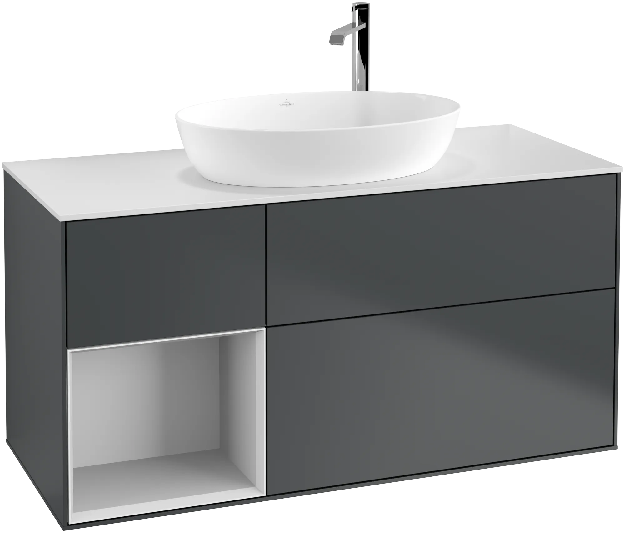 Villeroy & Boch Finion Waschbeckenunterschrank F94, 1200x603x501mm, Midnight Blue Matt / White Matt