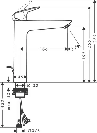Hansgrohe Logis Einhebel-Waschtischmischer 190 mit Zugstangen-Ablaufgarnitur, Chrom