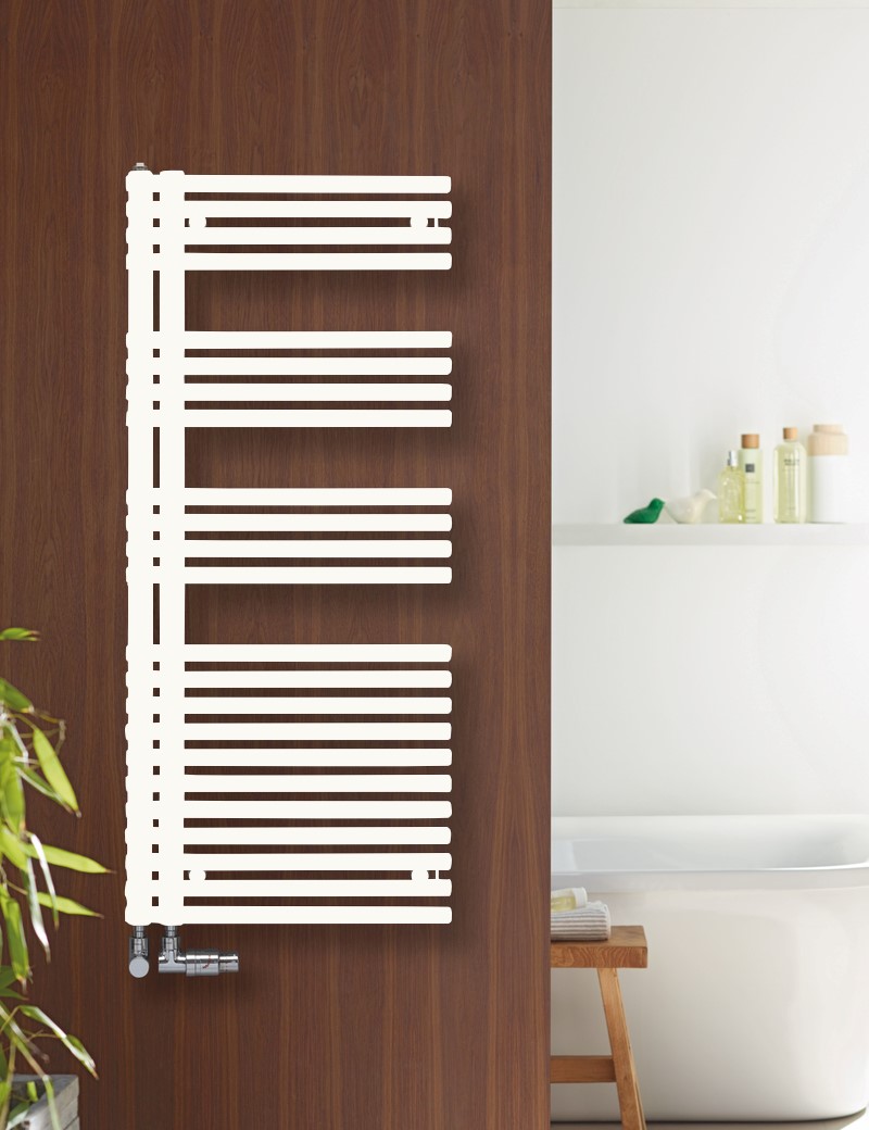 Zehnder Design-Handtuchwärmer „Forma Asym“ 49,6 × 116,1 cm in Edelweiß