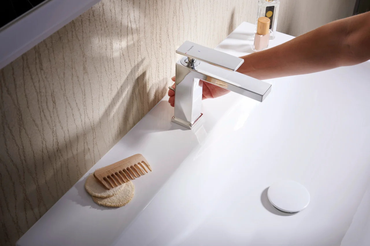 Hansgrohe Tecturis E Einhebel-Waschtischmischer 110 CoolStart EcoSmart+ mit Zugstangen-Ablaufgarnitur, Chrom