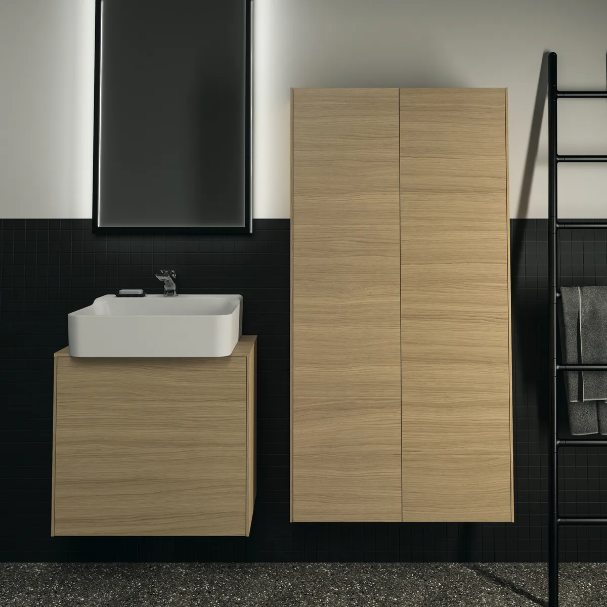 Ideal Standard Hochschrank „Conca“ 72 × 140 × 25 cm Eiche hell Furnier