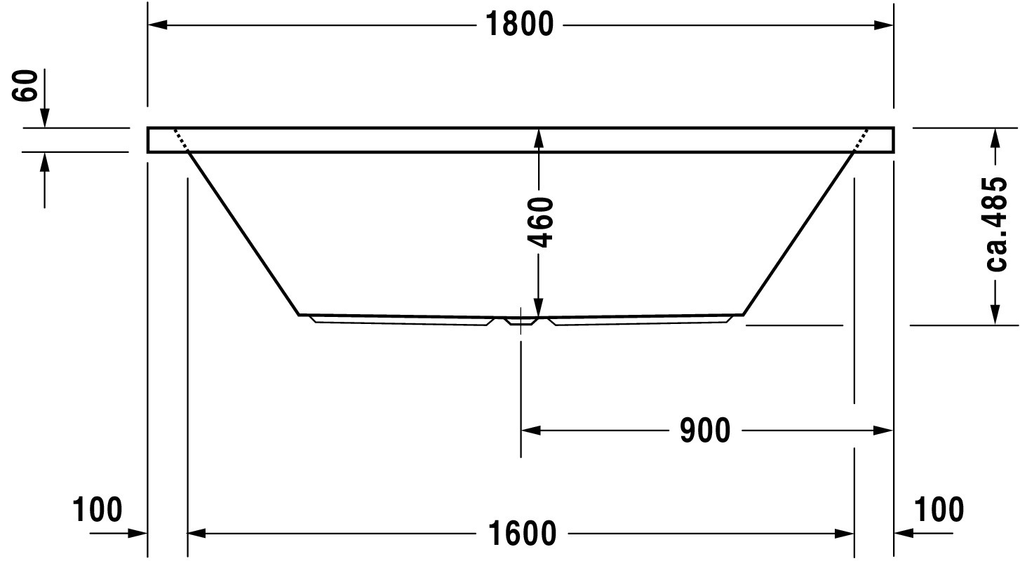 Duravit Badewanne „Starck“ rechteck 180 × 90 cm, Mittelablauf 