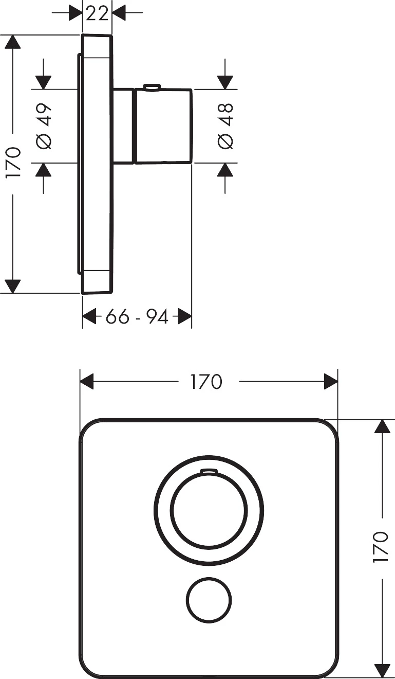 Thermostat UP Axor ShowerSelect Highflow FS 1 Verbraucher chrom