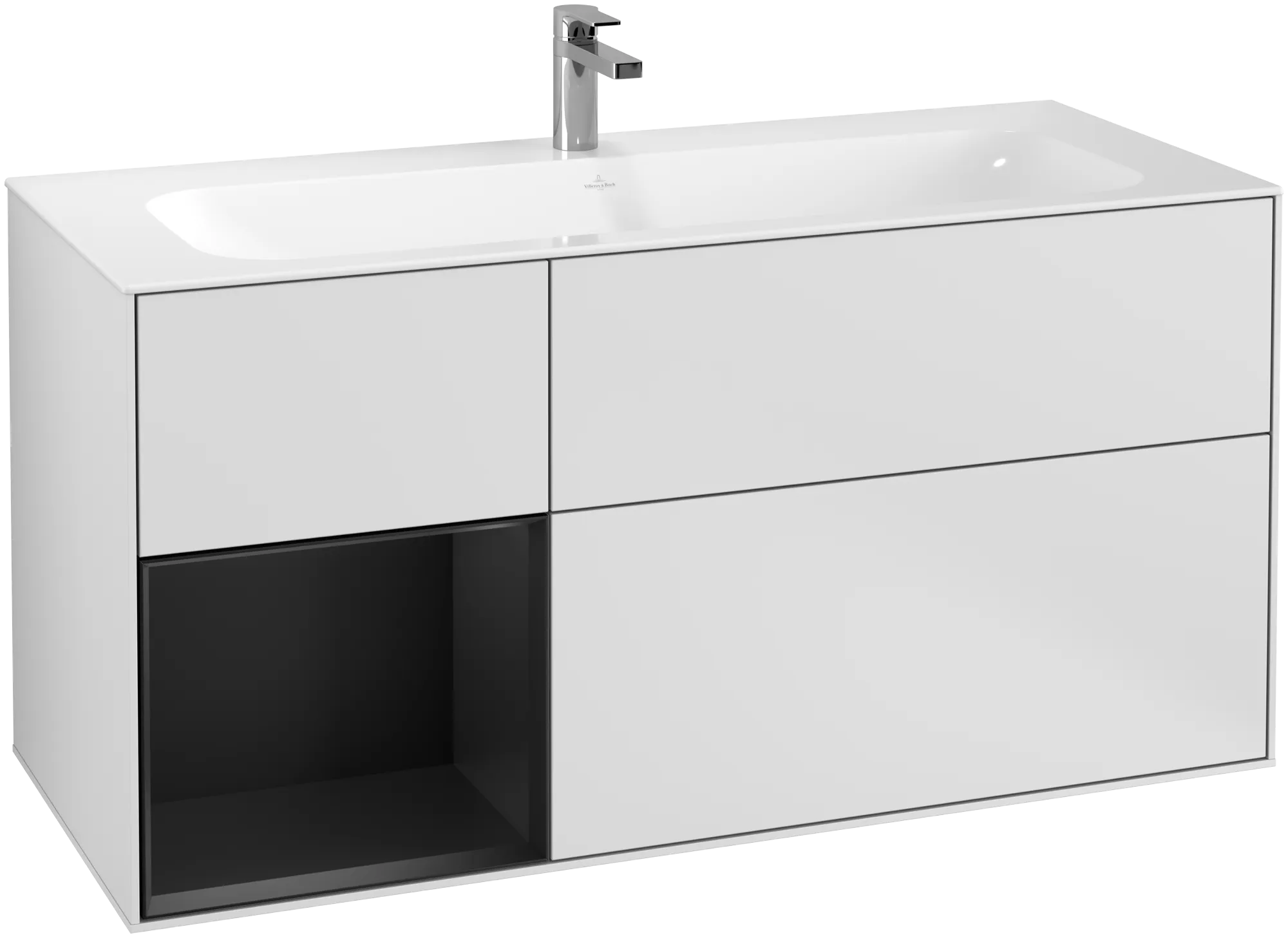 Villeroy & Boch Finion Waschbeckenunterschrank F06, 1196x591x498mm, White Matt Lacquer/Black Matt Lacquer