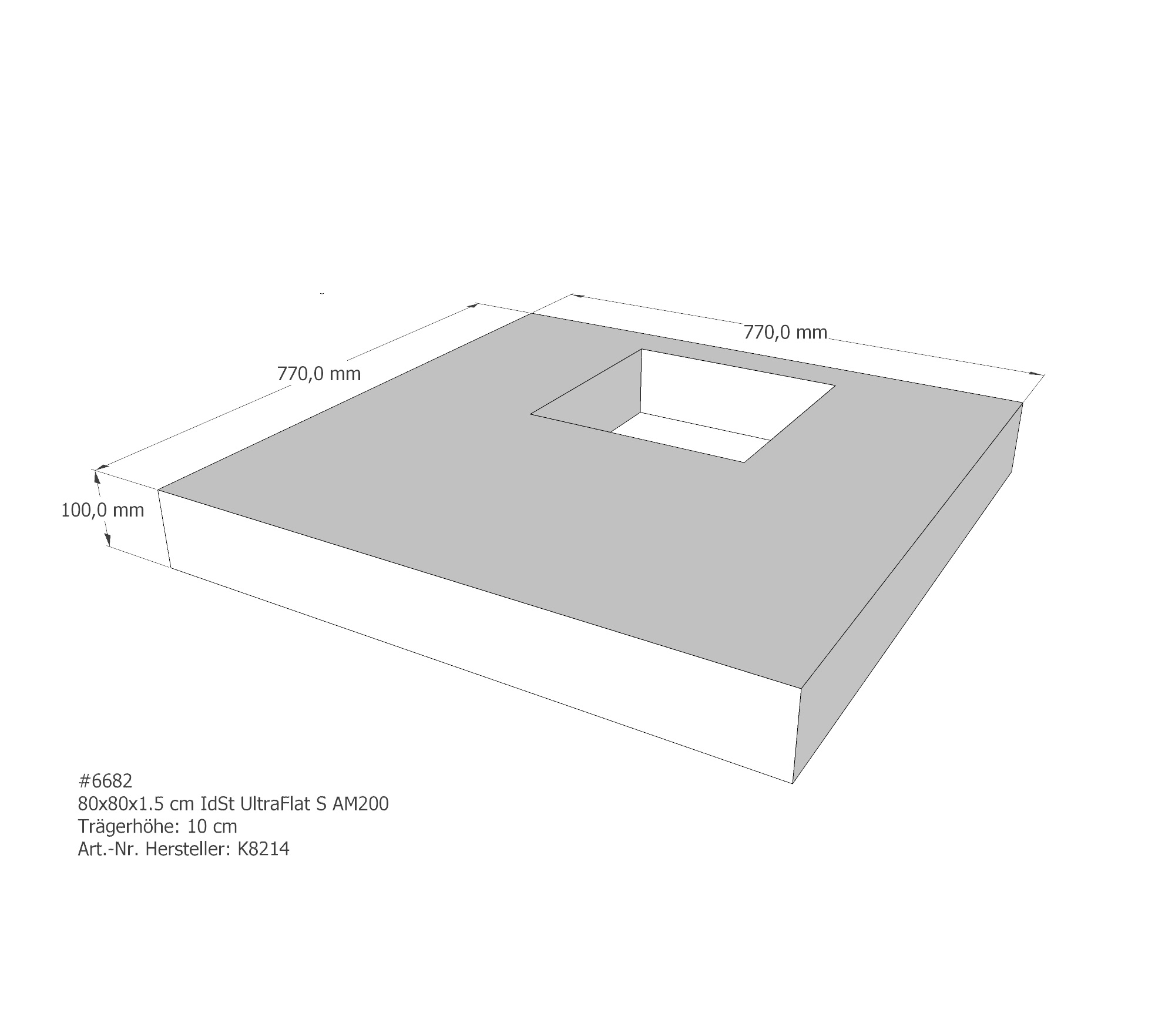 Duschwannenträger für Ideal Standard Ultra Flat S 80 × 80 × 1,5 cm Duschwannenträger für Ideal Standard Ultra Flat S 80 × 80 × 1,5 cm