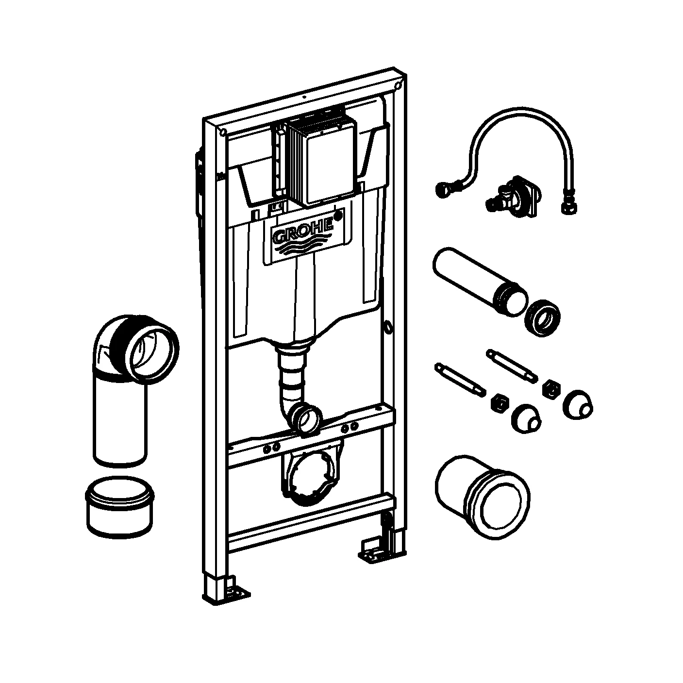 Wand-WC-Element Rapid SL 38528_1, Spülkasten GD 2, 1,13 m Bauhöhe, für Vorwand- oder Ständerwandmontage