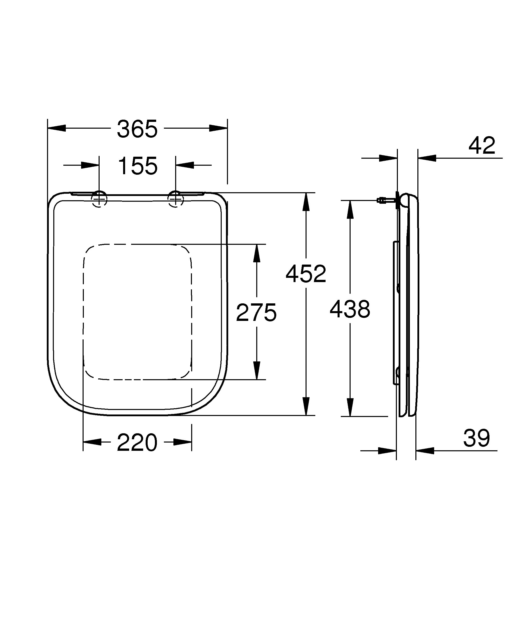 WC-Sitz BauEdge Keramik 39813, Soft Close, mit Deckel, Quick release, aus Duroplast, alpinweiß