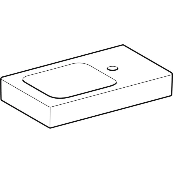 Wandwaschtisch mit Ablagefläche „iCon XS“, rechteckig, Hahnlochposition rechts, Ablagefläche rechts 53 × 31 cm 