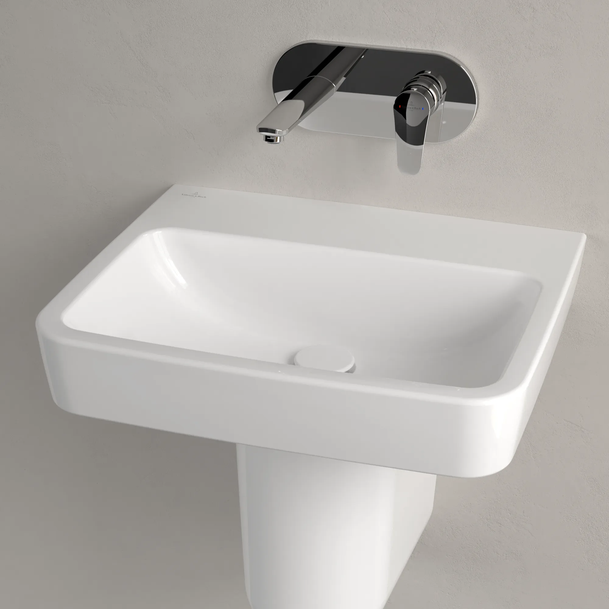 Villeroy & Boch Wandwaschtisch „O.novo“ 550 × 460 × 175 mm, für Becken mittig, ohne Hahnlochbohrung in Weiß Alpin Villeroy & Boch Wandwaschtisch „O.novo“ 550 × 460 × 175 mm, für Becken mittig, ohne Hahnlochbohrung in Weiß Alpin