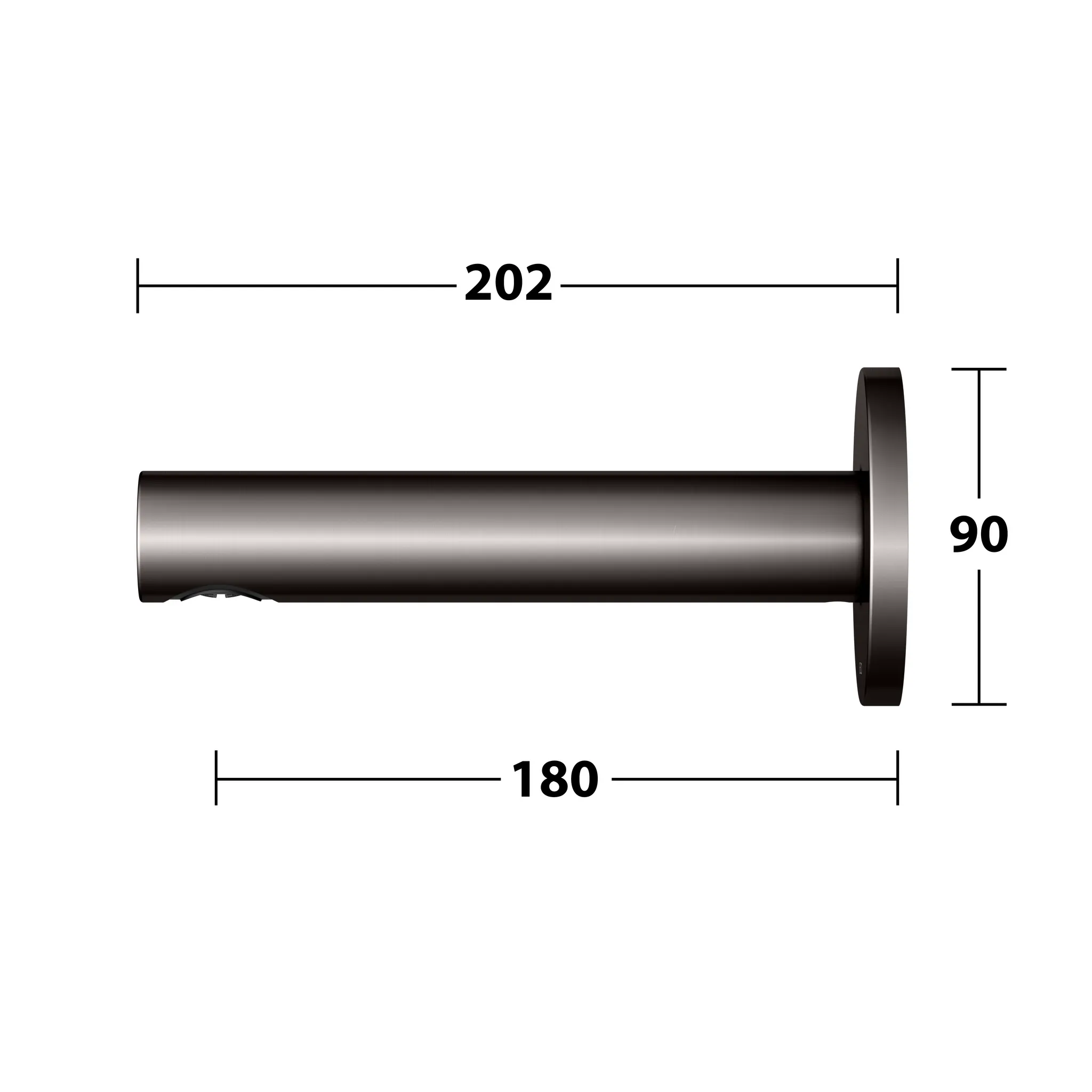 IXMO Wanneneinlauf DN15 Ausladung 180 mm Titanschwarz gebürstet rund