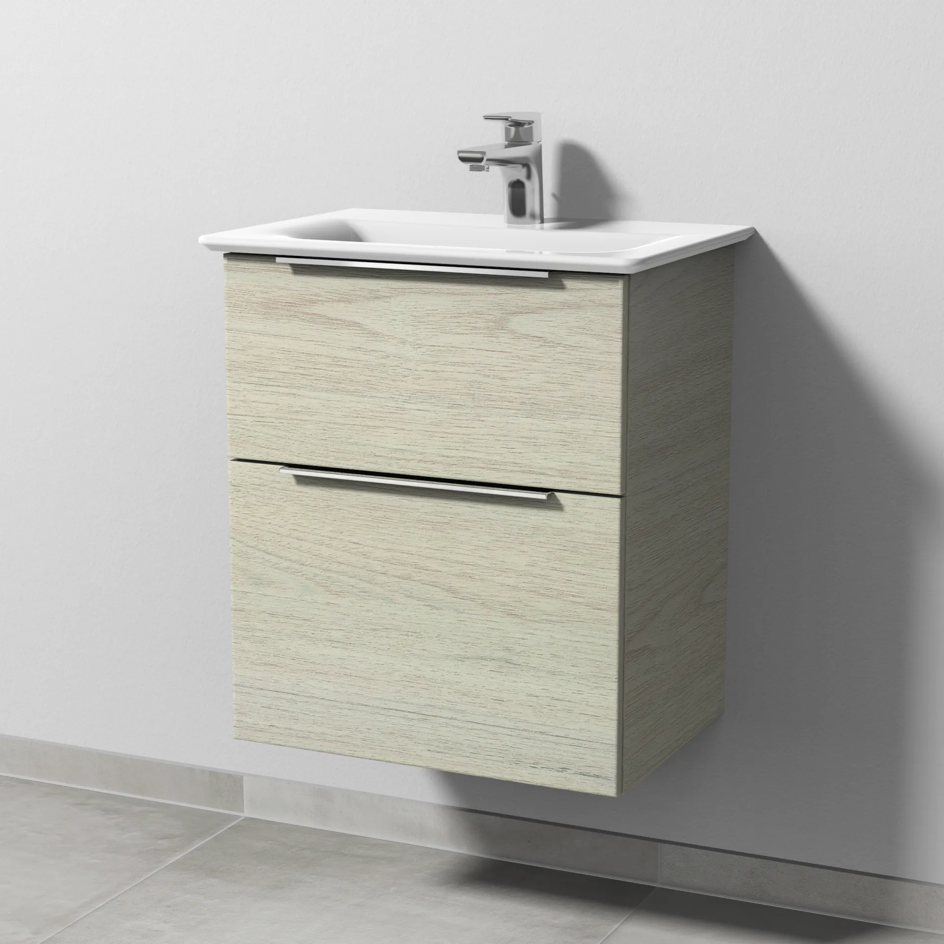 Sanipa Waschtischunterschrank „3way“ passend zu Keramik-Waschtische Connect Air von Ideal Standard 490 × 585 × 357 mm in White Oak