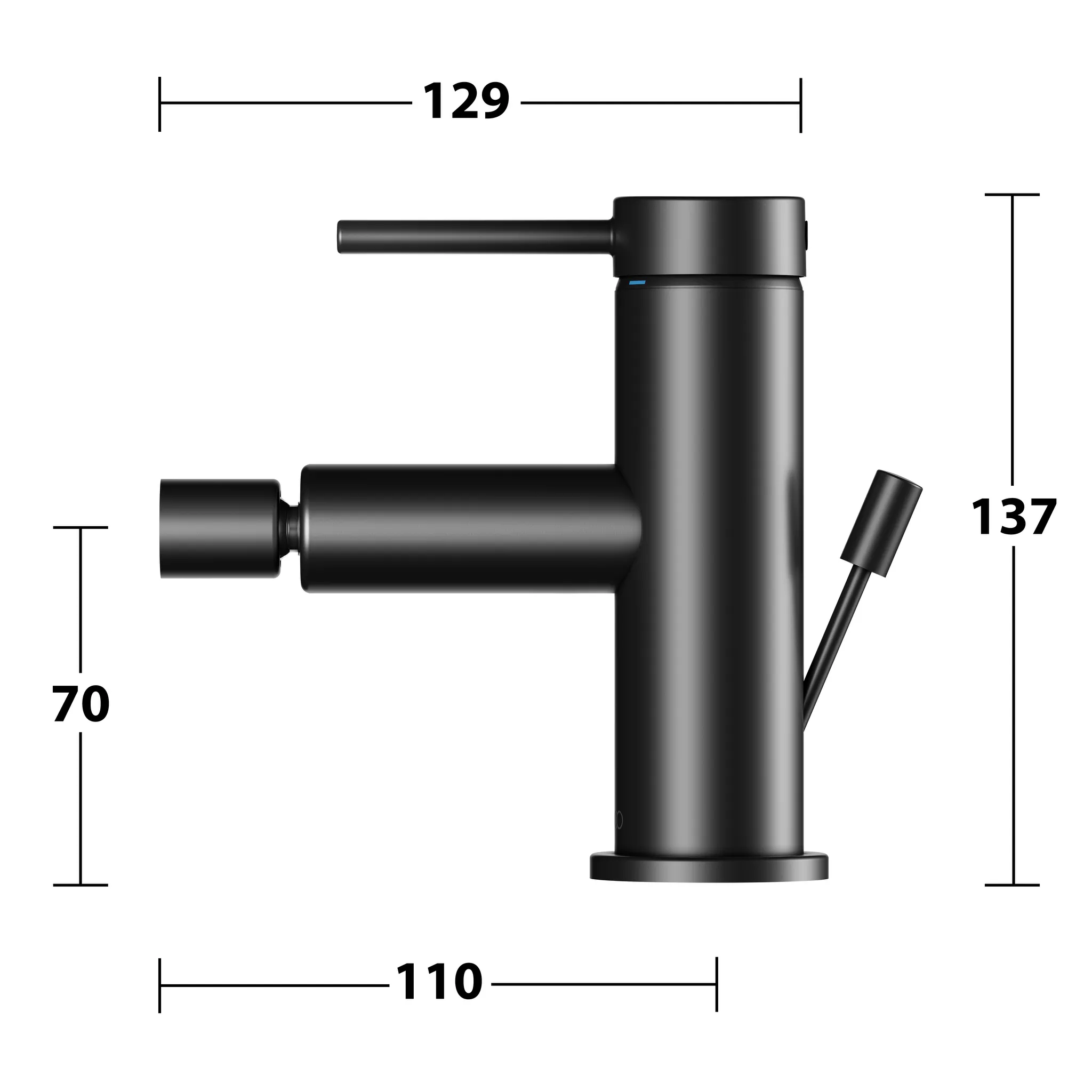 IXMO 59509372000 Einhebel-Bidetmischer mit Zugstangen-Ablaufgarnitur IXMO Soft, Rosette rund/eckig schwarz