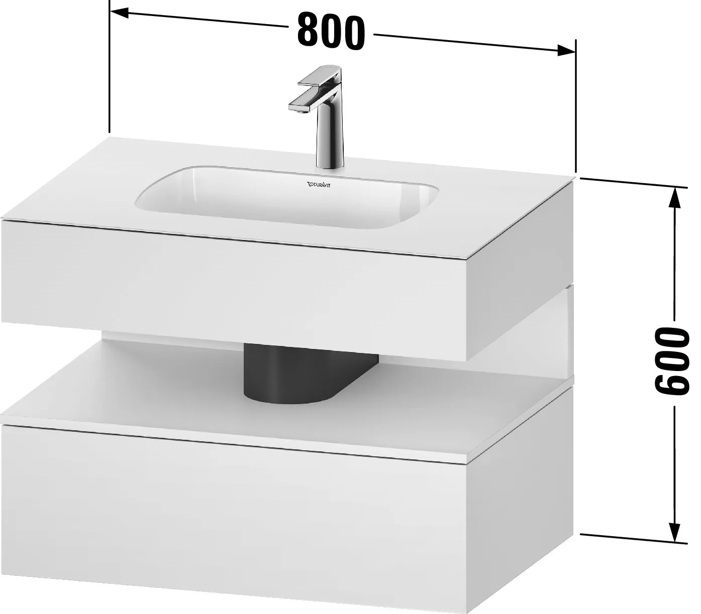Einbauwaschtisch mit Konsolenwaschtischunterbau „Qatego“ 80 × 55 × 60 cm, ohne Beleuchtung Einbauwaschtisch mit Konsolenwaschtischunterbau „Qatego“ 80 × 55 × 60 cm, ohne Beleuchtung