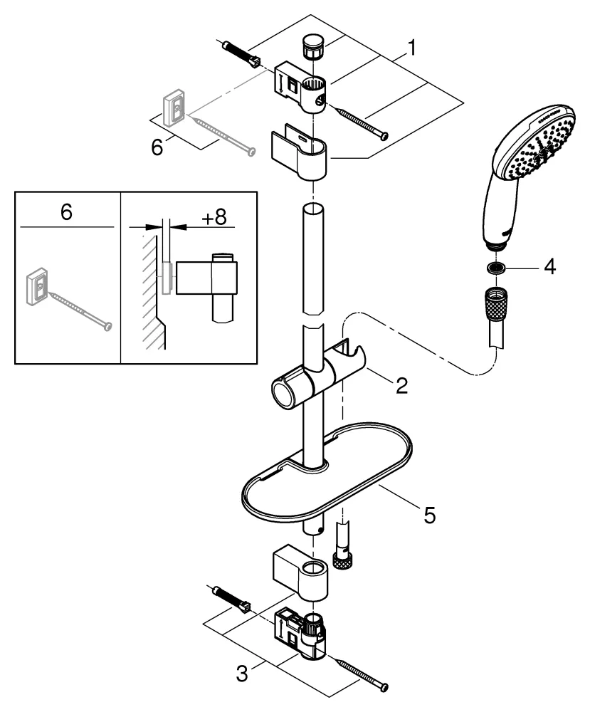 Brausestangenset Tempesta 110 27926_3, 600mm, Handbrause Tempesta 110, 2 Strahlarten: Rain/Jet, Brauseschlauch Relexaflex 1.750mm, Ablage, maximaler Durchfluss (bei 3 bar): 13.5 l/min, chrom Brausestangenset Tempesta 110 27926_3, 600mm, Handbrause Tempesta 110, 2 Strahlarten: Rain/Jet, Brauseschlauch Relexaflex 1.750mm, Ablage, maximaler Durchfluss (bei 3 bar): 13.5 l/min, chrom
