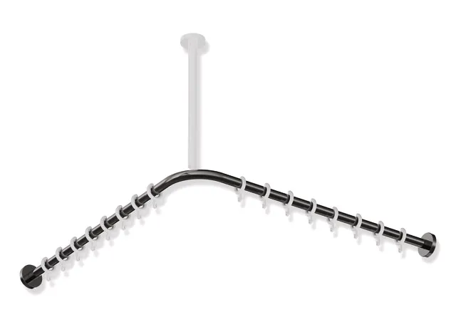 Vorhangstange des Systems 900, Edelstahl, PVD, Achsmaß 787 x 787 mm, kürzbar, D: 25 mm, mit 10 Vorhangringen aus POM, in Farbe CK (messing glänzend) Vorhangstange des Systems 900, Edelstahl, PVD, Achsmaß 787 x 787 mm, kürzbar, D: 25 mm, mit 10 Vorhangringen aus POM, in Farbe CK (messing glänzend)