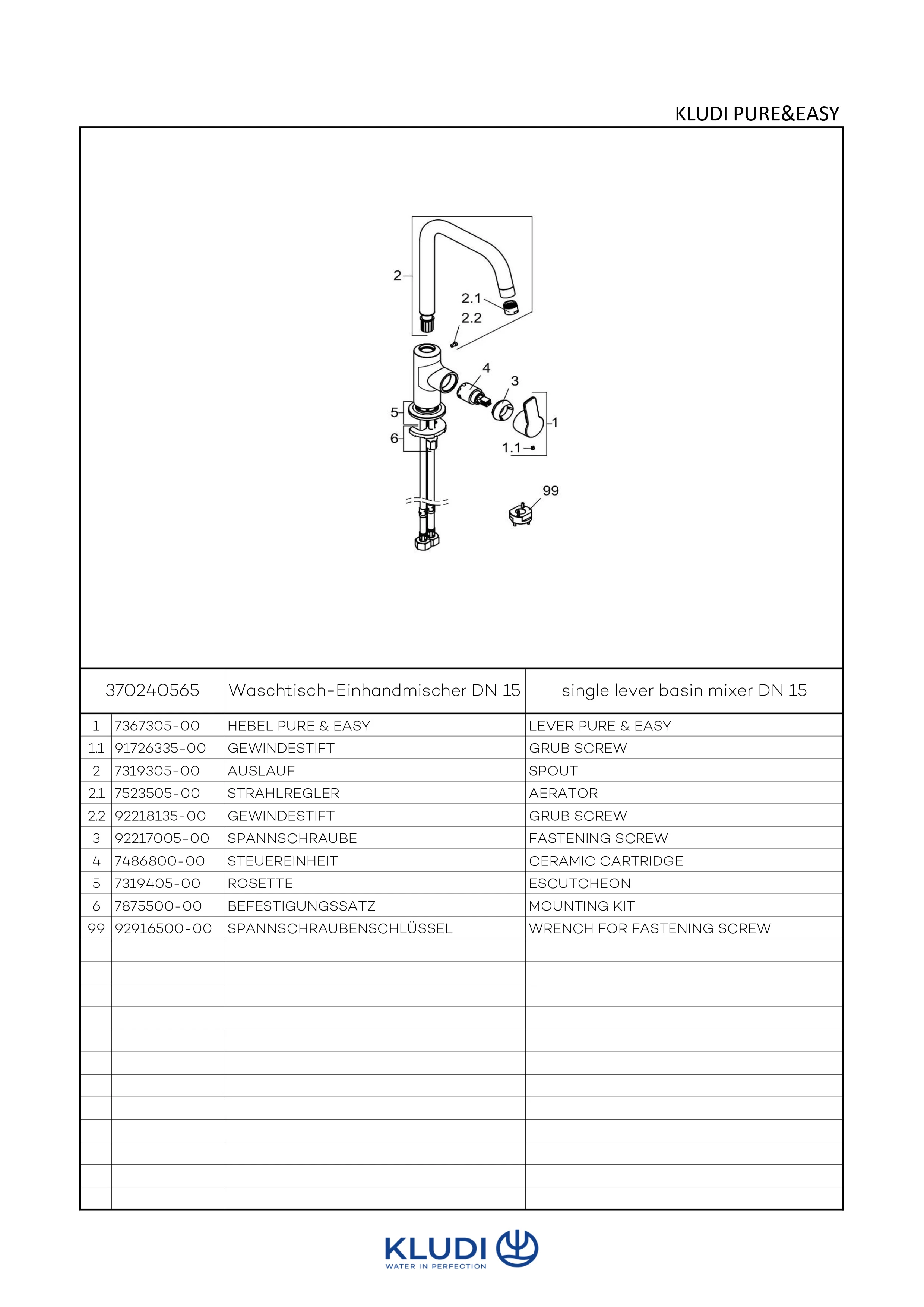 PURE & EASY WaschtischEHM seitl. Bed. ohne Ablaufgarnitur chrom PURE & EASY WaschtischEHM seitl. Bed. ohne Ablaufgarnitur chrom